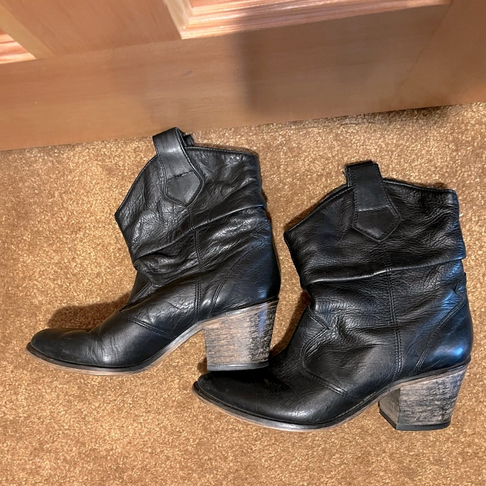Black Leather Booties- Made in Romania